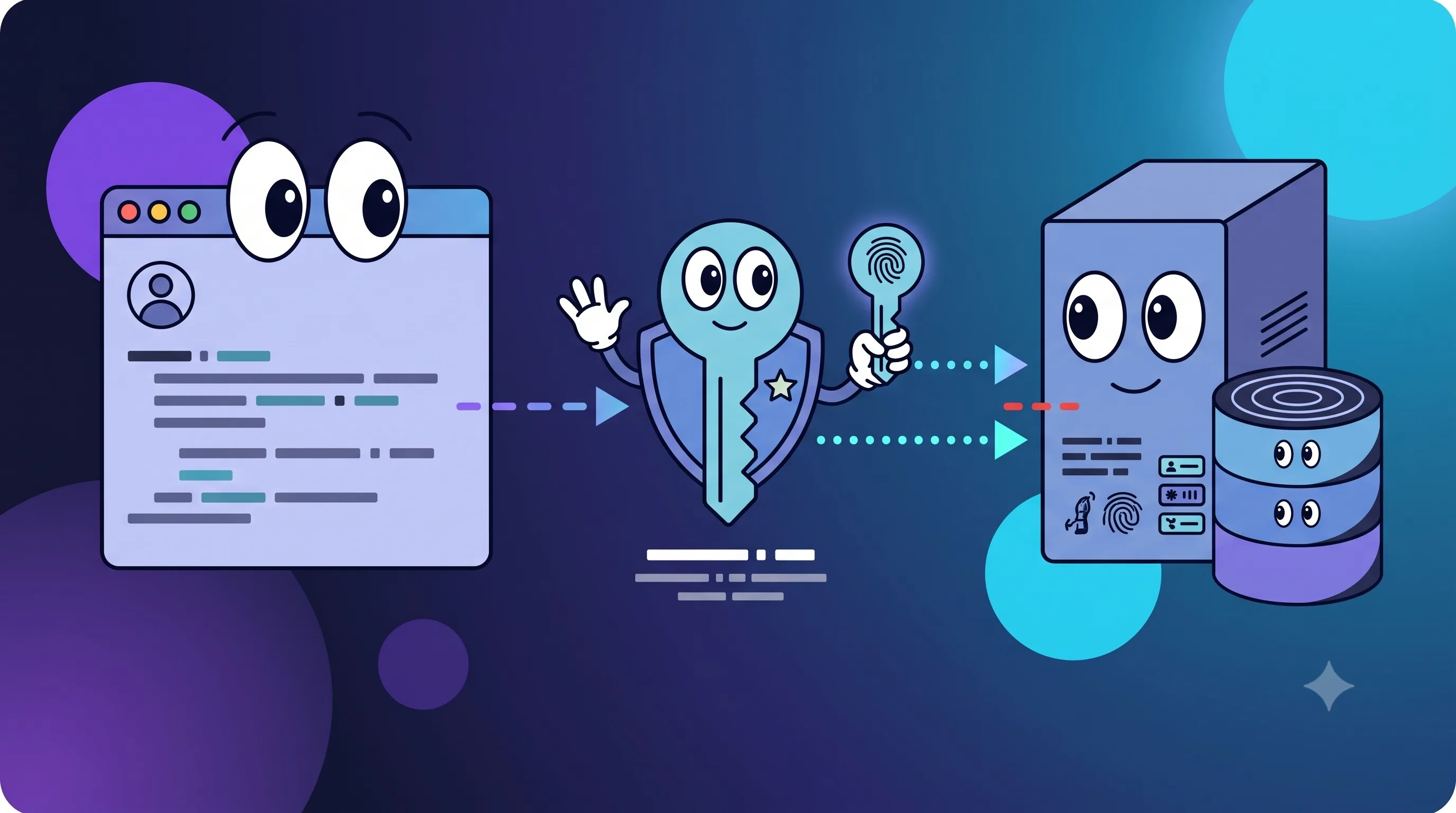 Passkey authenticator signing a one-time challenge between a user device and Authdog