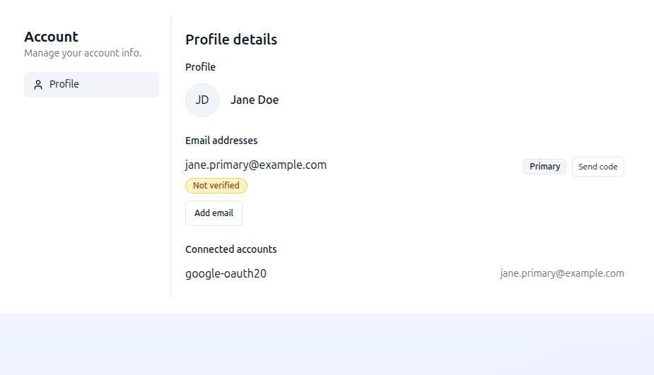 Authdog profile management component preview